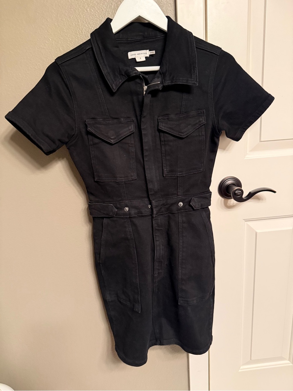 Black Denim Utility Dress